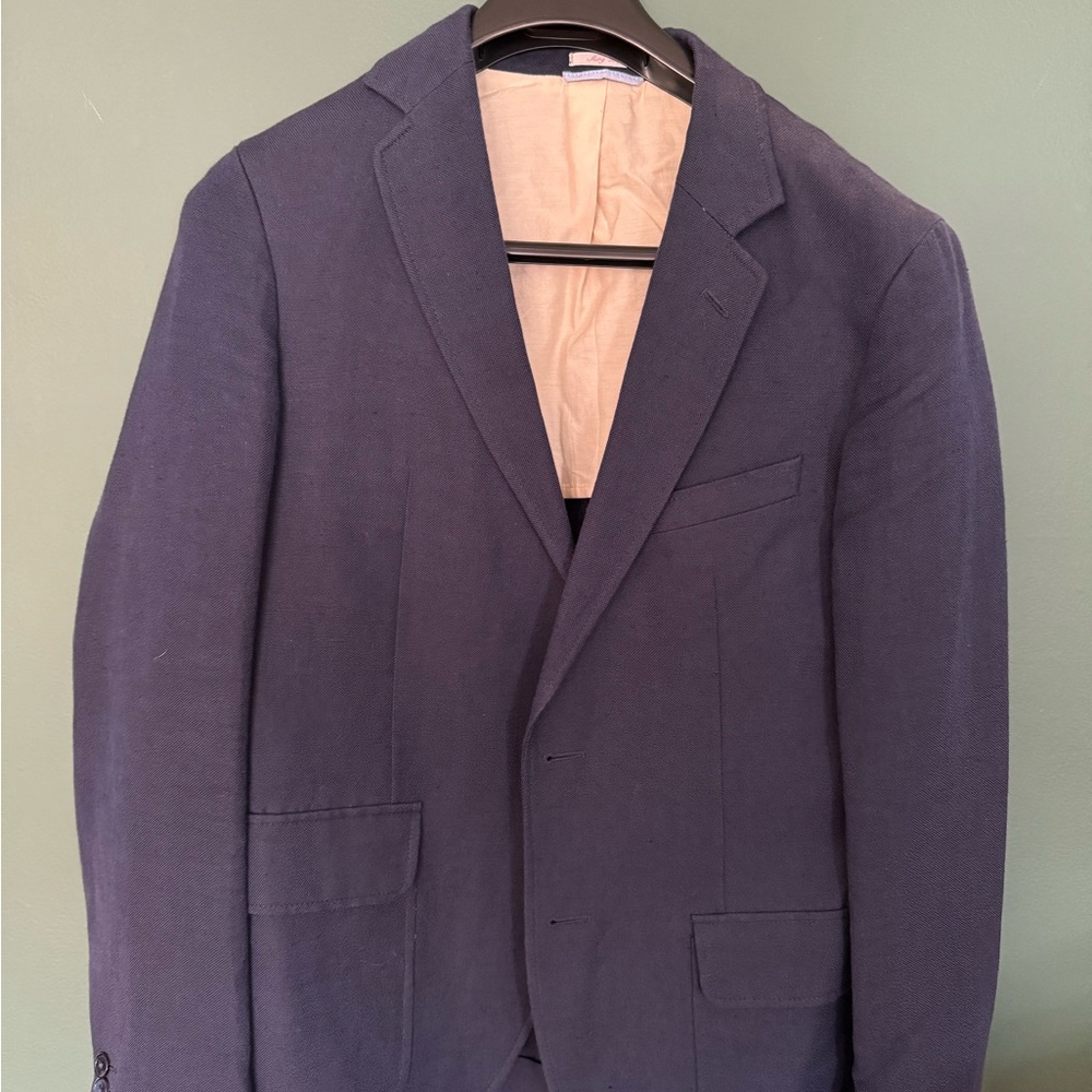 Gant Blue Sport Coat with Notch Lapel and Structured Shoulders